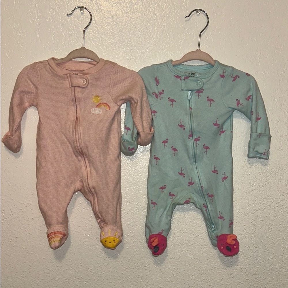Carter's Pink and Blue Flamingo Footies